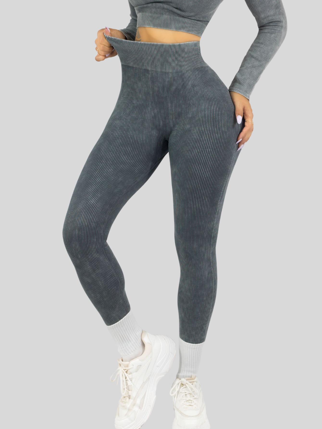 Foto 6 pulgar | Set Deportivo Mujer Gym Yoga O Casual Conj-072 Gris Oscuro Blusa Y Pants