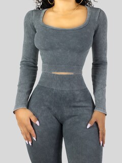 Foto 7 | Set Deportivo Mujer Gym Yoga O Casual Conj-072 Gris Oscuro Blusa Y Pants