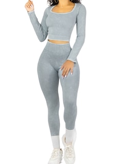 Foto 1 | Set Deportivo Mujer Gym Yoga O Casual Conj-072 Gris Claro Blusa Y Pants