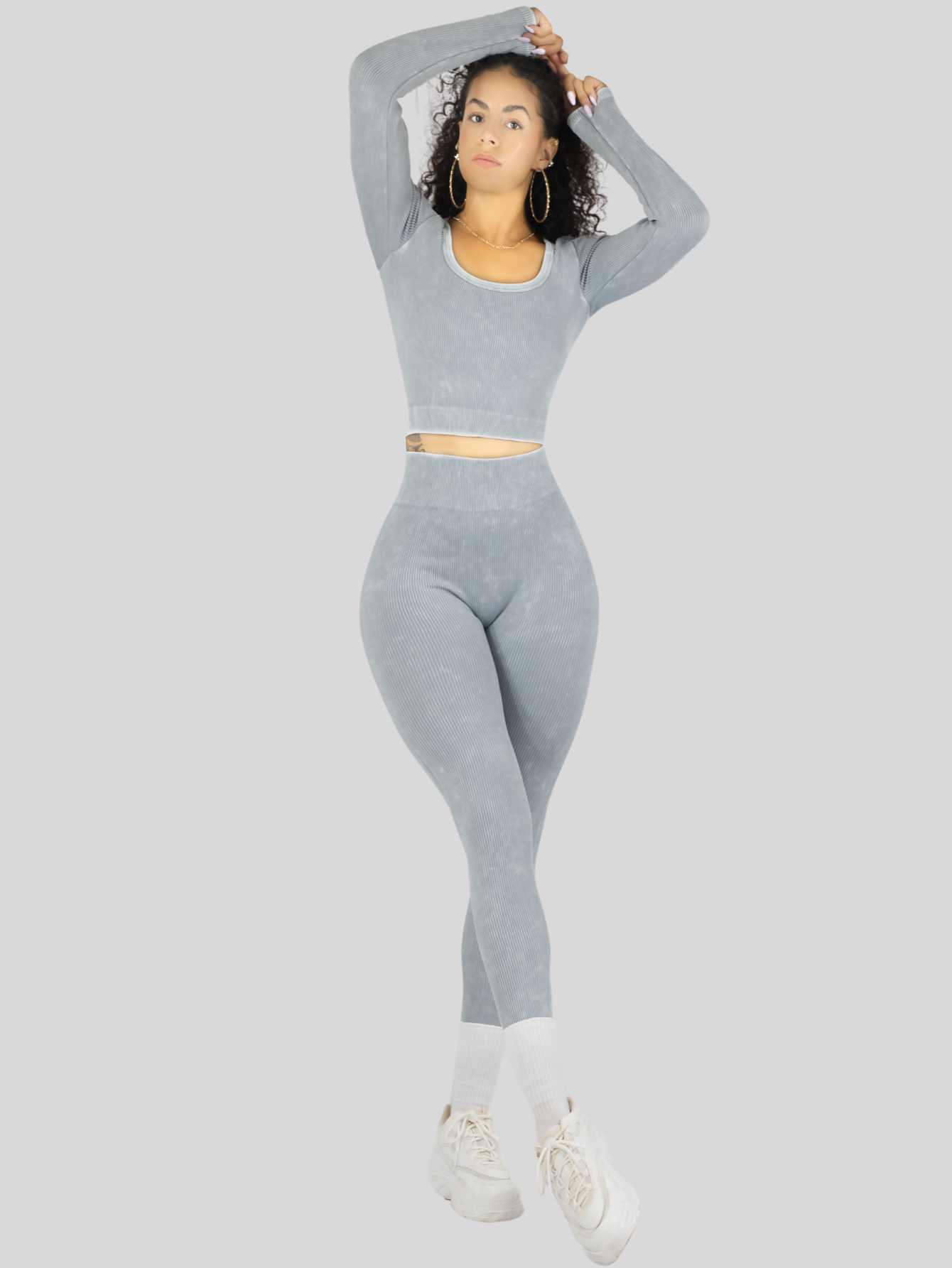 Foto 3 pulgar | Set Deportivo Mujer Gym Yoga O Casual Conj-072 Gris Claro Blusa Y Pants