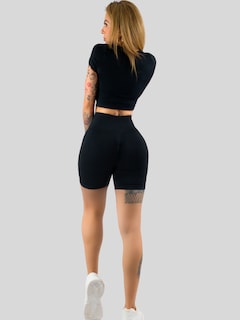 Foto 3 | Conjunto Deportivo De Mujer De Short Y Blusa Conj-070 Negro Stretch Push Up