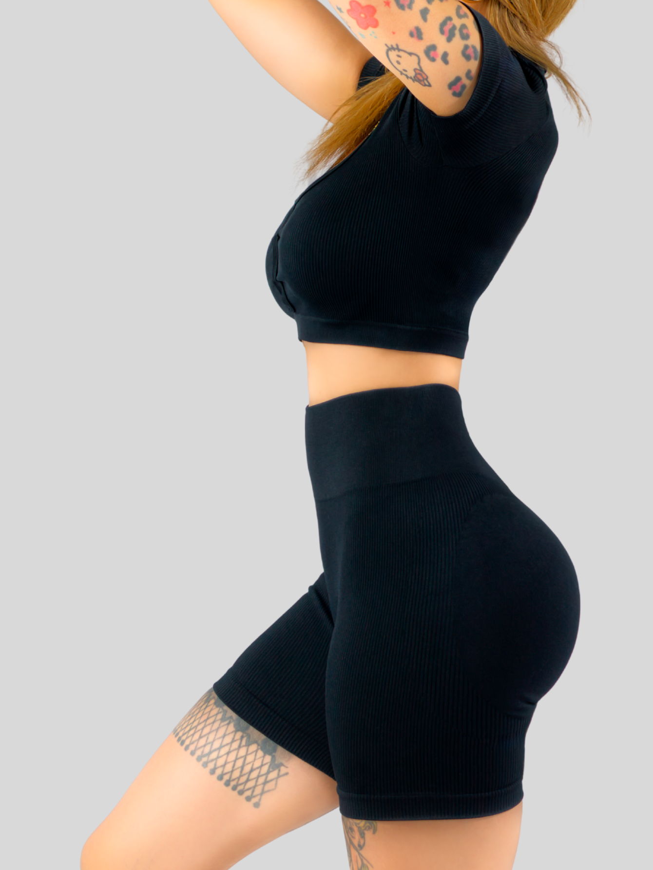 Foto 5 | Conjunto Deportivo De Mujer De Short Y Blusa Conj-070 Negro Stretch Push Up