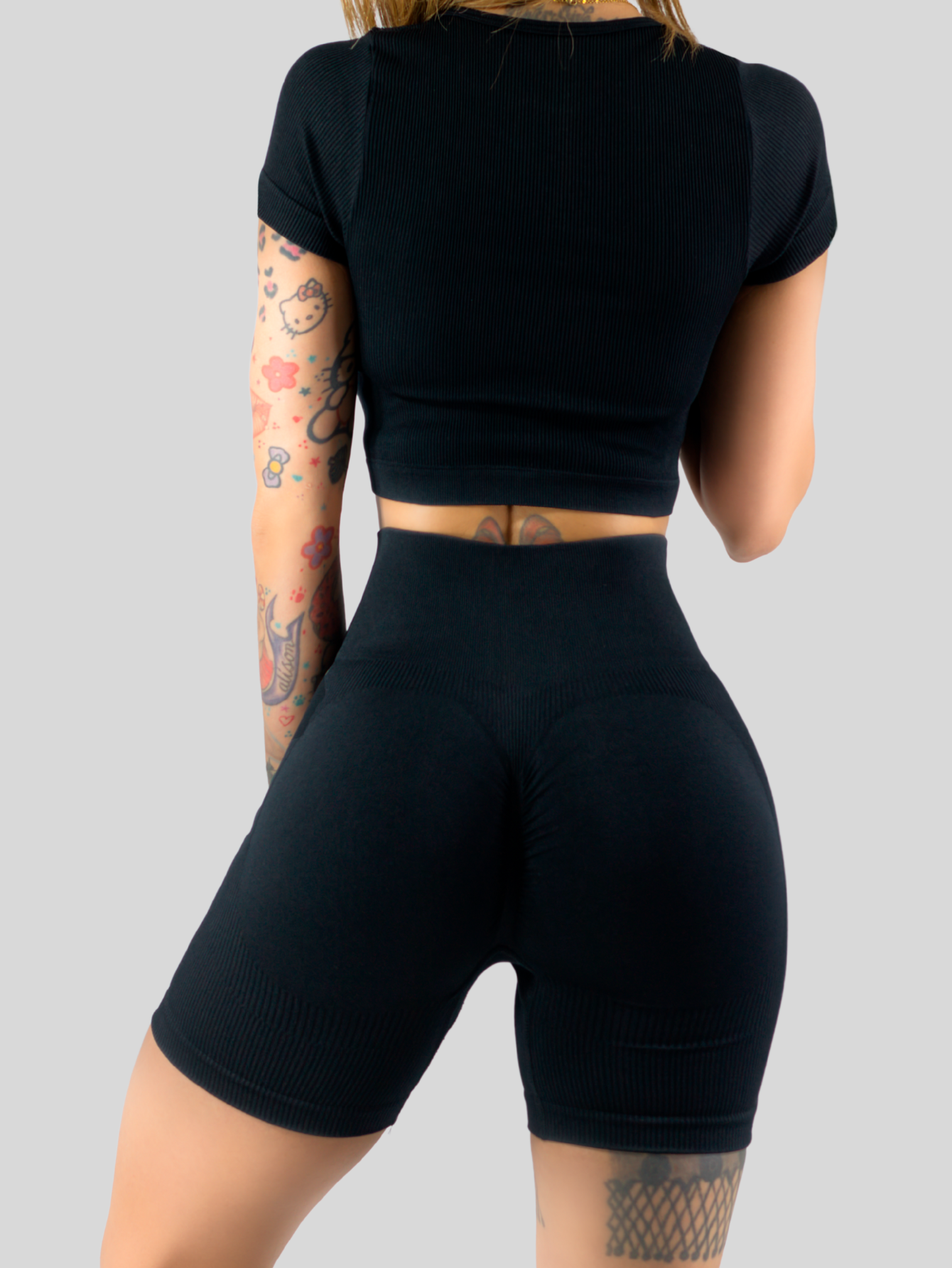Foto 6 | Conjunto Deportivo De Mujer De Short Y Blusa Conj-070 Negro Stretch Push Up
