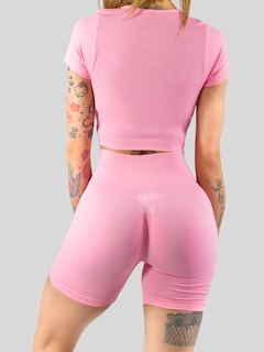 Foto 6 | Conjunto Deportivo De Mujer De Short Y Blusa Conj-070 Rosa Stretch Push Up