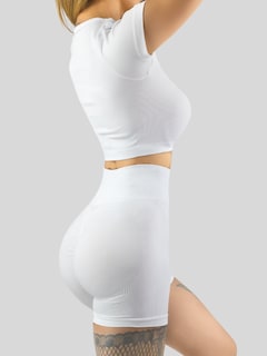 Foto 5 | Conjunto Deportivo De Mujer De Short Y Blusa Conj-070 Blanco Stretch Push Up