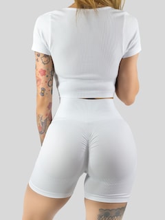 Foto 6 | Conjunto Deportivo De Mujer De Short Y Blusa Conj-070 Blanco Stretch Push Up