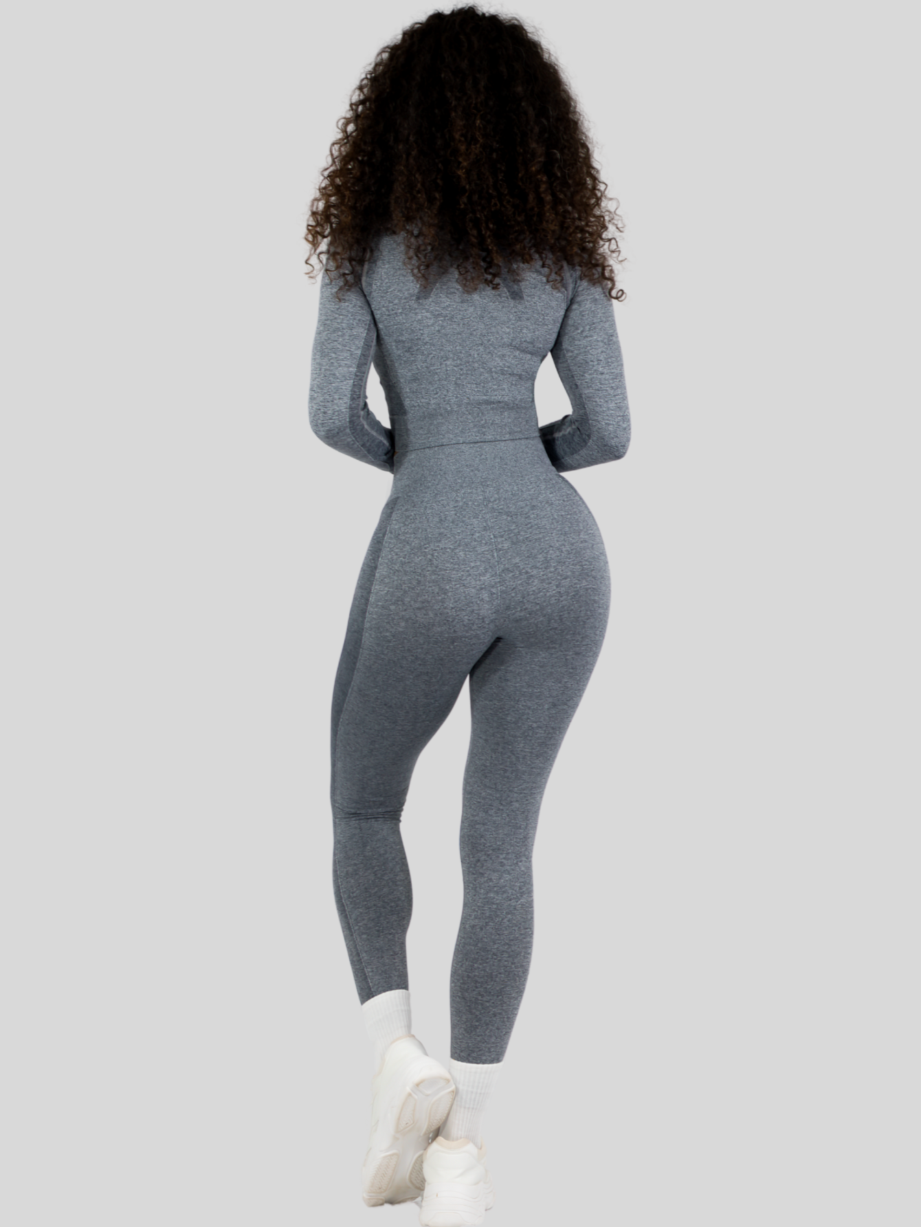 Foto 4 pulgar | Set Deportivo Mujer Gym Yoga O Casual Conj-071 Gris Claro Conjunto De Blusa Y Leggins
