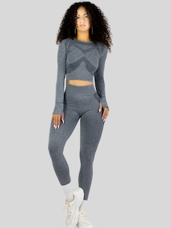 Foto 4 | Set Deportivo Mujer Gym Yoga O Casual Conj-071 Gris Claro Conjunto De Blusa Y Leggins