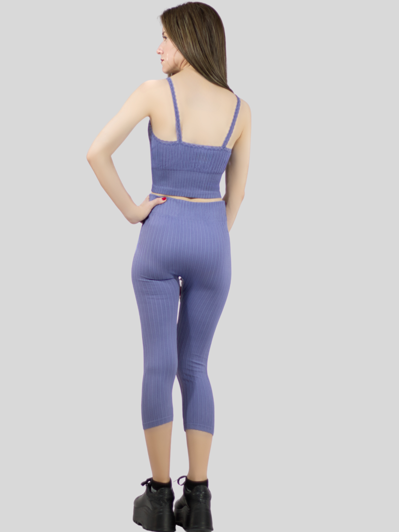Foto 4 pulgar | Set De 2 Conjuntos Deportivos Mujer Conj-060-px2 Variedad De Colores Capri Y Top Stretch Fit