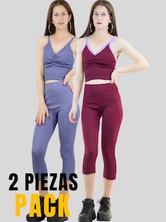 Foto 5 | Set De 2 Conjuntos Deportivos Mujer Conj-060-px2 Variedad De Colores Capri Y Top Stretch Fit
