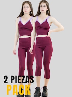 Foto 4 | Set De 2 Conjuntos Deportivos Mujer Conj-060-px2 Variedad De Colores Capri Y Top Stretch Fit