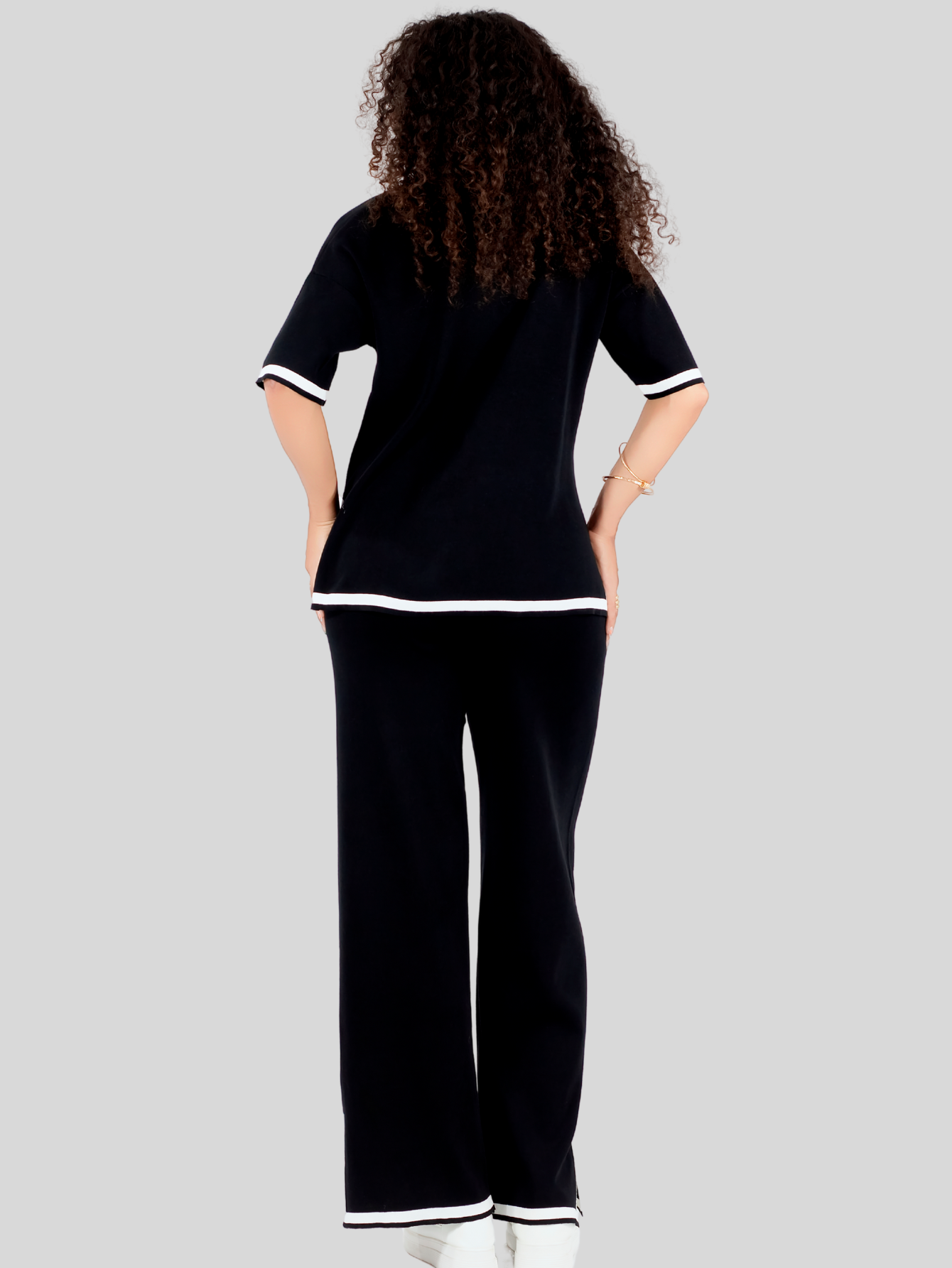 Foto 4 pulgar | Conjunto Mujer 2 Piezas Playera Oversize Y Pantalón Stretch Conj-073 Negro Casual
