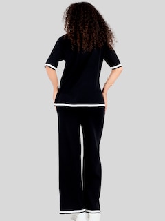 Foto 3 | Conjunto Mujer 2 Piezas Playera Oversize Y Pantalón Stretch Conj-073 Negro Casual