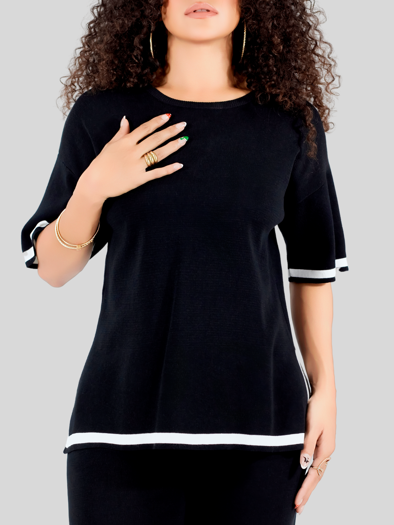 Foto 6 pulgar | Conjunto Mujer 2 Piezas Playera Oversize Y Pantalón Stretch Conj-073 Negro Casual