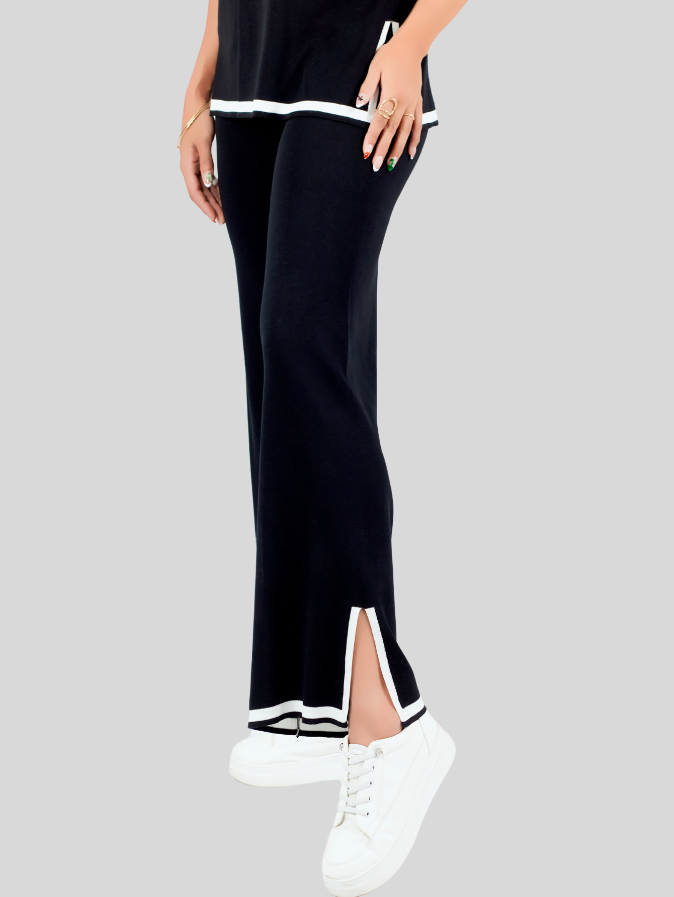 Foto 6 | Conjunto Mujer 2 Piezas Playera Oversize Y Pantalón Stretch Conj-073 Negro Casual