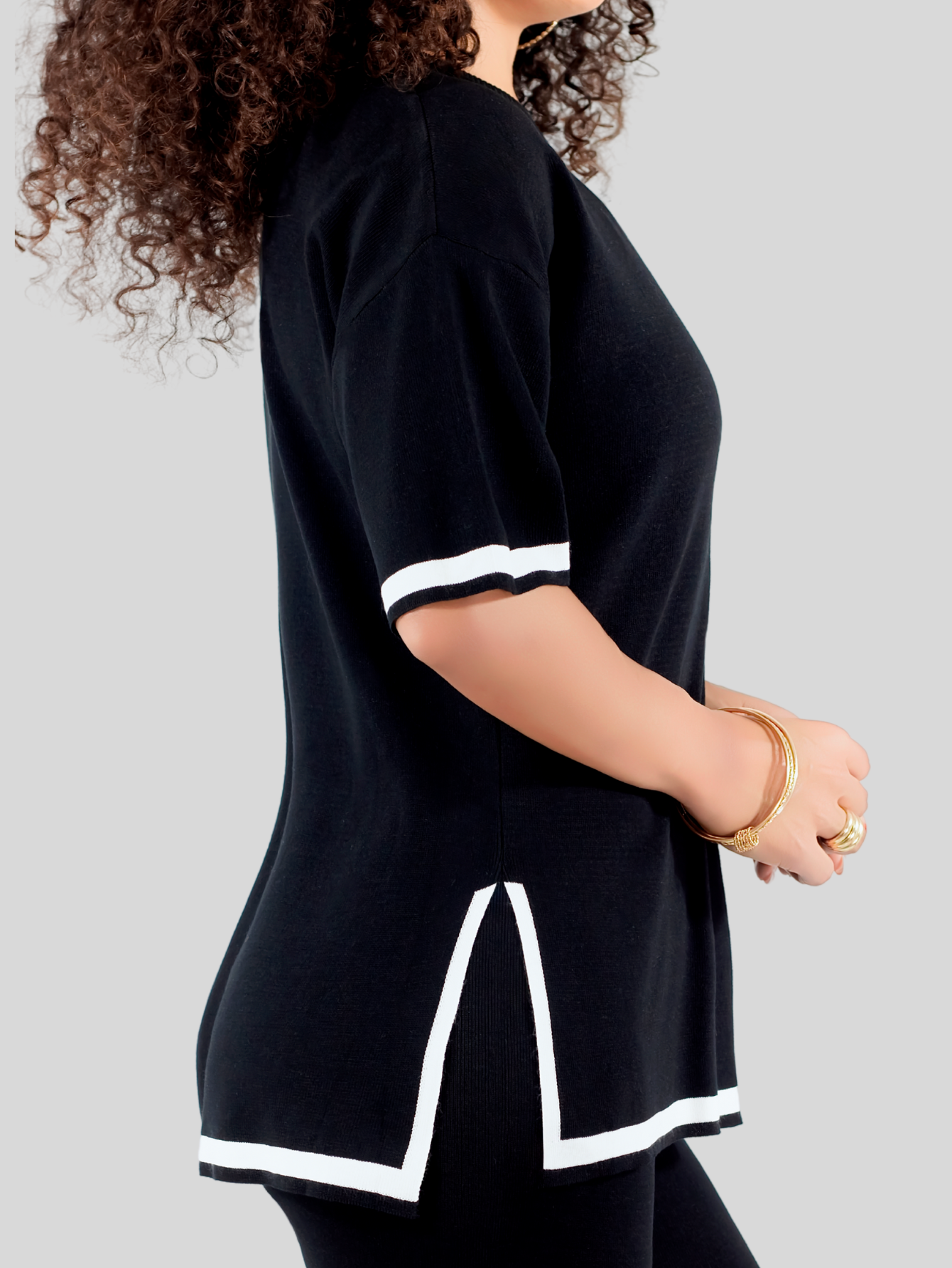 Foto 8 pulgar | Conjunto Mujer 2 Piezas Playera Oversize Y Pantalón Stretch Conj-073 Negro Casual
