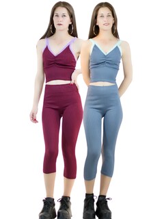 Foto 1 | Set De 2 Conjuntos Deportivos Mujer Conj-060-px2 Variedad De Colores Capri Y Top Stretch Fit