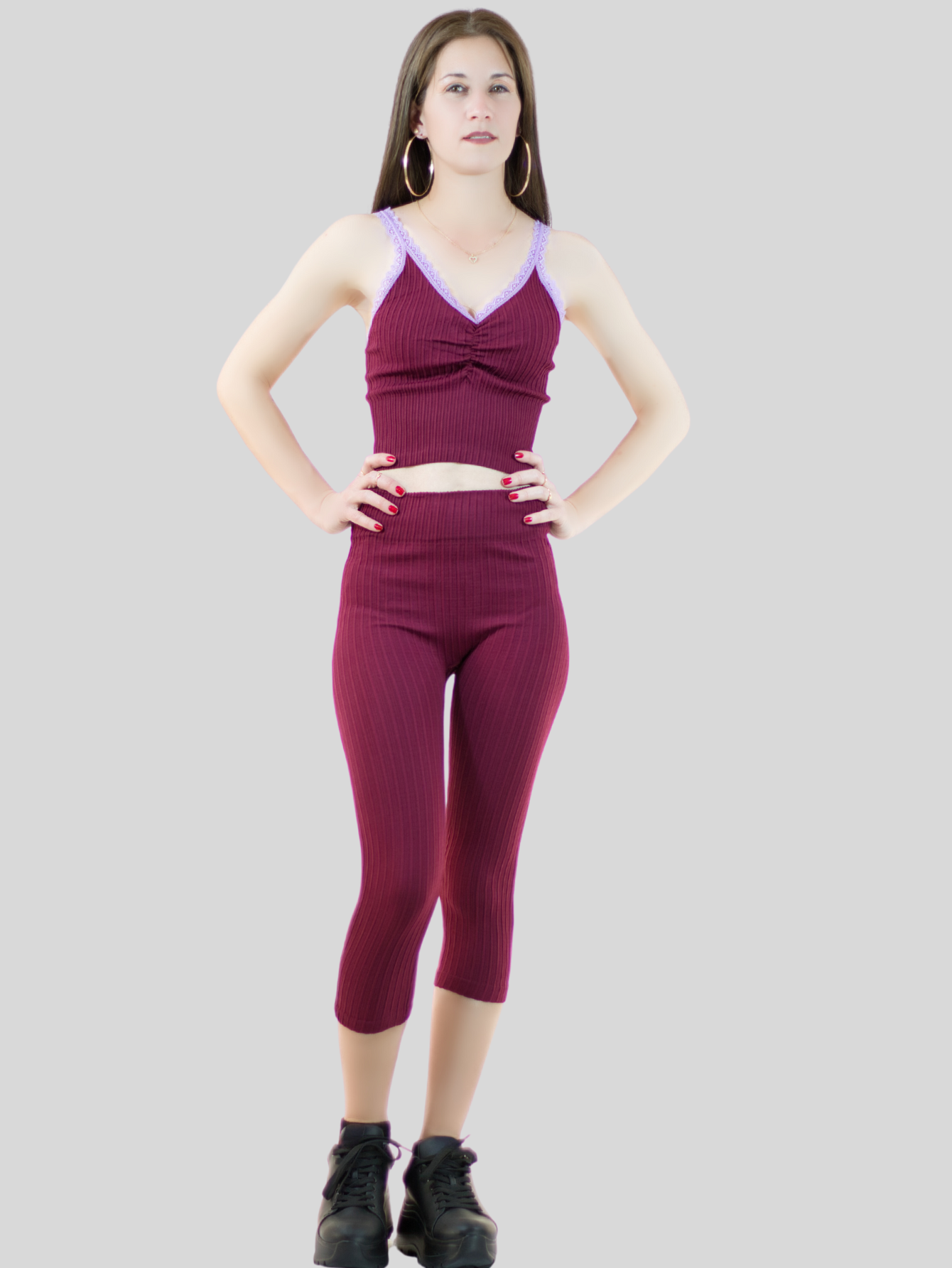 Foto 3 pulgar | Set De 2 Conjuntos Deportivos Mujer Conj-060-px2 Variedad De Colores Capri Y Top Stretch Fit