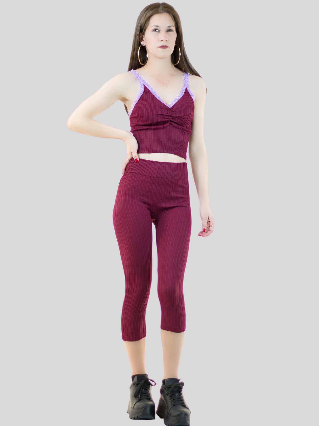 Foto 5 pulgar | Set De 2 Conjuntos Deportivos Mujer Conj-060-px2 Variedad De Colores Capri Y Top Stretch Fit