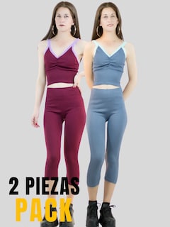 Foto 5 | Set De 2 Conjuntos Deportivos Mujer Conj-060-px2 Variedad De Colores Capri Y Top Stretch Fit