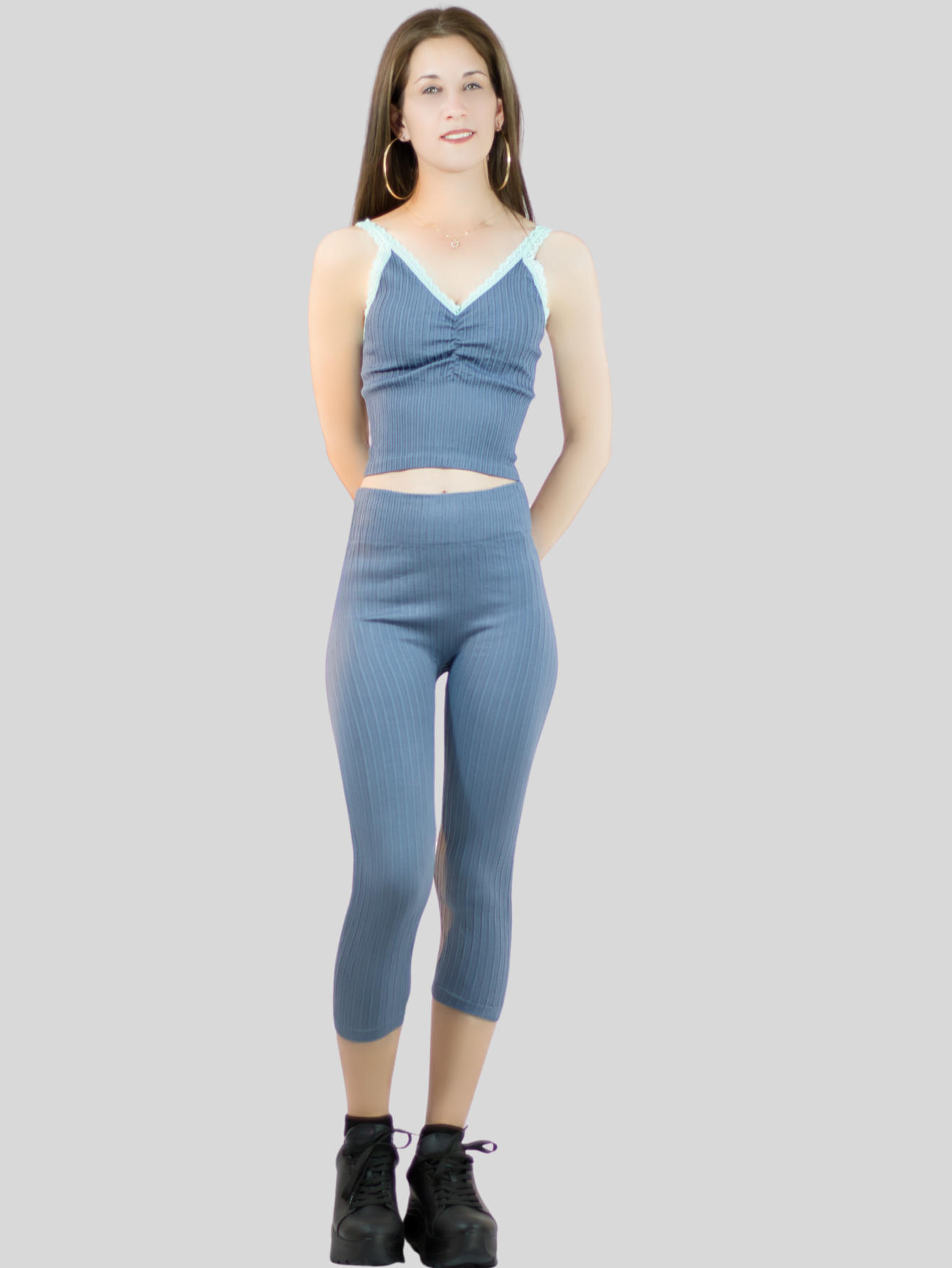 Foto 7 pulgar | Set De 2 Conjuntos Deportivos Mujer Conj-060-px2 Variedad De Colores Capri Y Top Stretch Fit