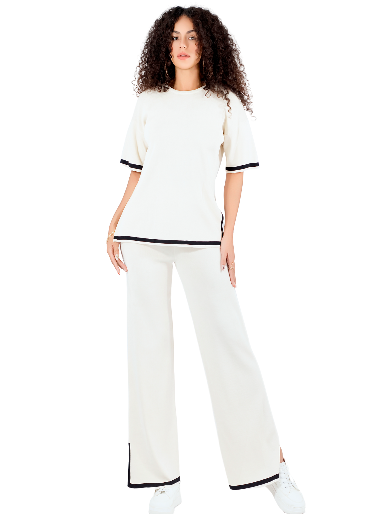 Conjunto Mujer 2 Piezas Playera Oversize Y Pantalón Stretch Conj-073 Café Claro Casual