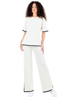 Foto 1 | Conjunto Mujer 2 Piezas Playera Oversize Y Pantalón Stretch Conj-073 Café Claro Casual