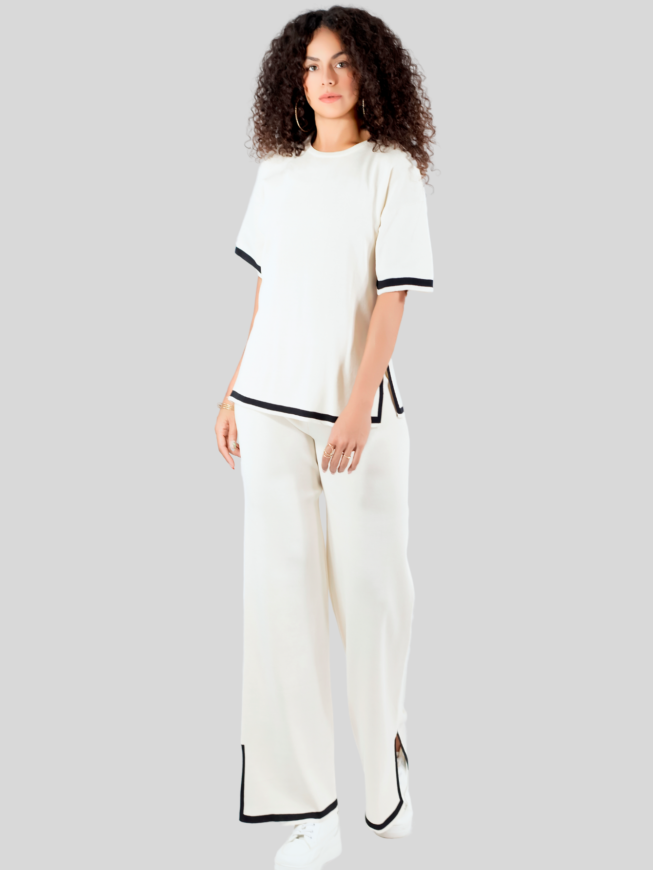 Foto 2 | Conjunto Mujer 2 Piezas Playera Oversize Y Pantalón Stretch Conj-073 Café Claro Casual