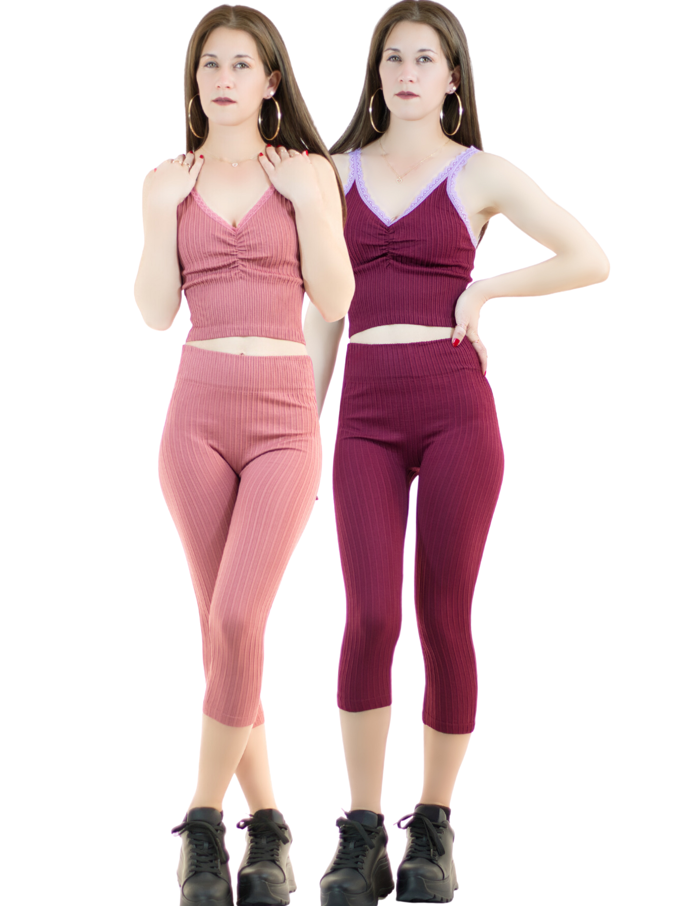 Foto 2 pulgar | Set De 2 Conjuntos Deportivos Mujer Conj-060-px2 Variedad De Colores Capri Y Top Stretch Fit