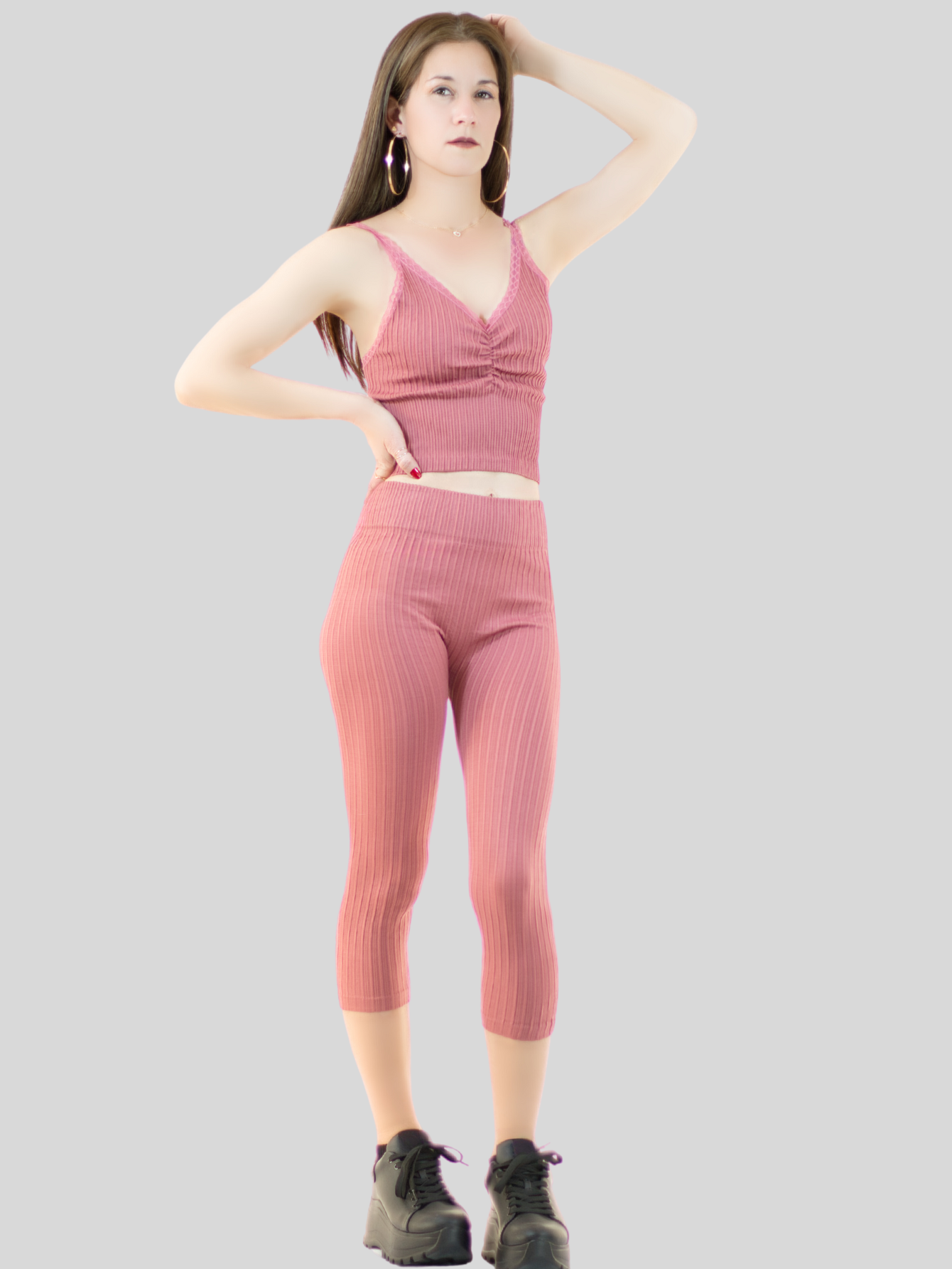 Foto 3 pulgar | Set De 2 Conjuntos Deportivos Mujer Conj-060-px2 Variedad De Colores Capri Y Top Stretch Fit