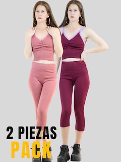 Foto 5 | Set De 2 Conjuntos Deportivos Mujer Conj-060-px2 Variedad De Colores Capri Y Top Stretch Fit