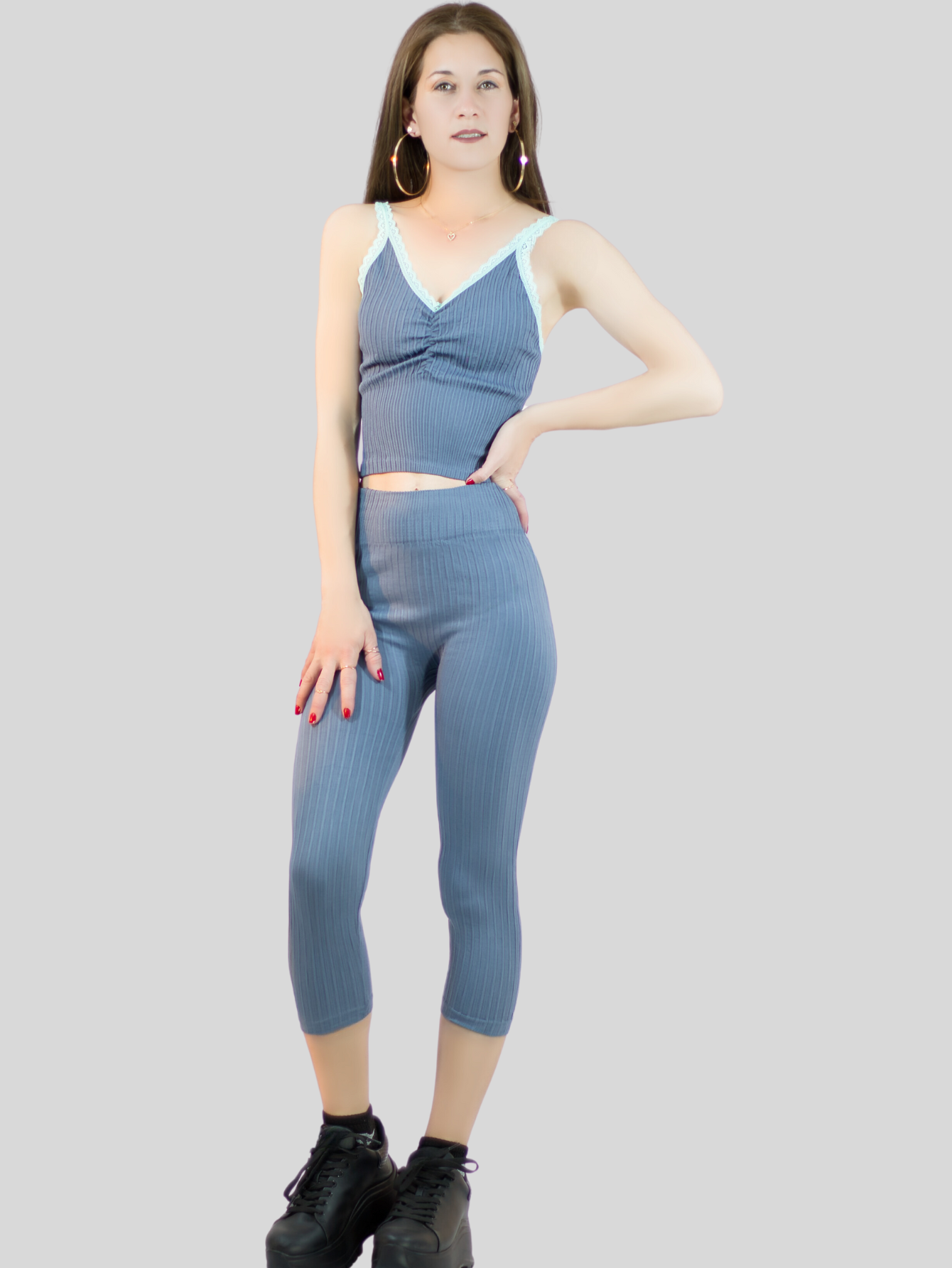 Foto 6 pulgar | Set De 2 Conjuntos Deportivos Mujer Conj-060-px2 Variedad De Colores Capri Y Top Stretch Fit
