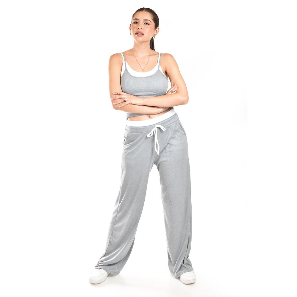 Foto 1 | Set Acanalado Con Contraste Roman Fashion /juvenil, 6240 (gris) Gris