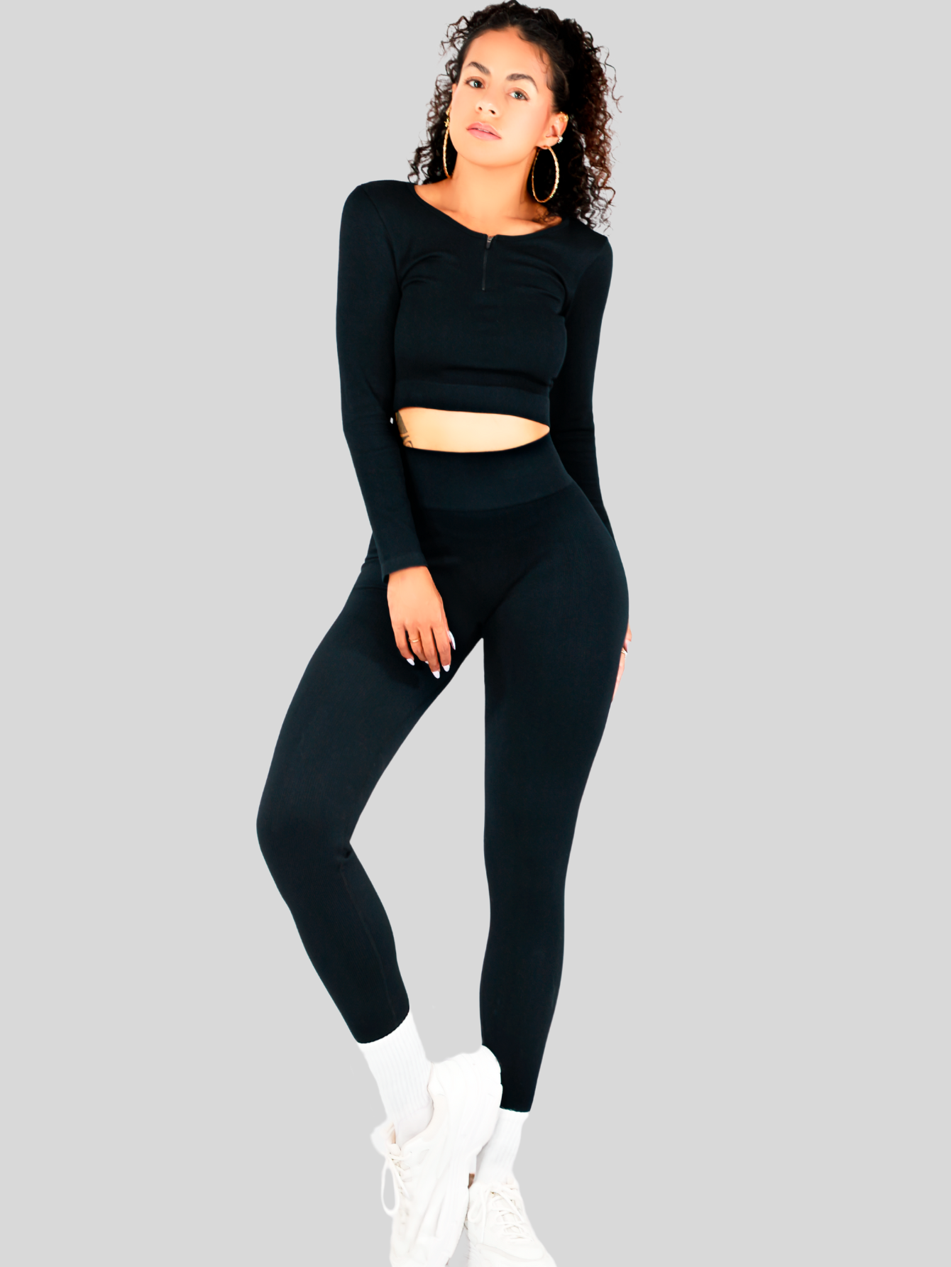 Foto 1 | Top Manga larga y Pants Negro para Mujer