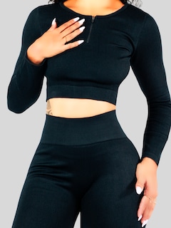 Foto 5 | Top Manga larga y Pants Negro para Mujer