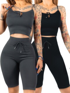 Foto 1 | Set De 2 Conjunto Deportiva Mujer Short Y Blusa Conj-069 Surtido En Color Stretch Fit Push Up