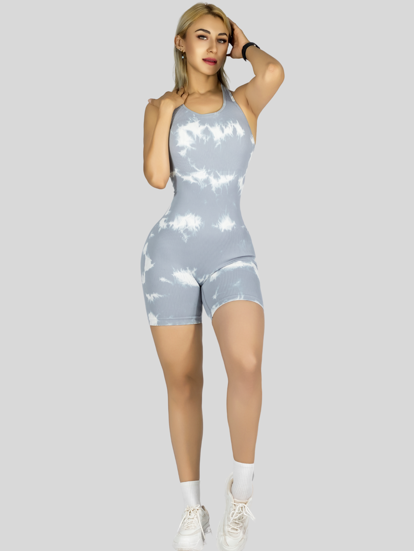 Foto 3 pulgar | Body Deportivo Mujer Enterizo Conj-078 Gris Claro Jumpsuit Gym Fitnes Yoga