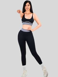 Foto 4 | Conjunto Deportivo 2 Piezas Top Y Leggings Conj-080 Negro Mujer Gym Yoga O Casual