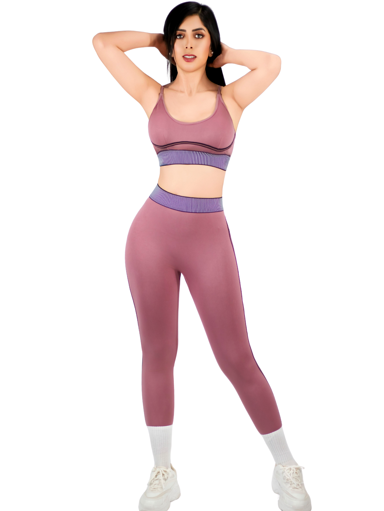 Foto 1 | Conjunto Deportivo 2 Piezas Top Y Leggings Conj-080 Rosa Mujer Gym Yoga O Casual