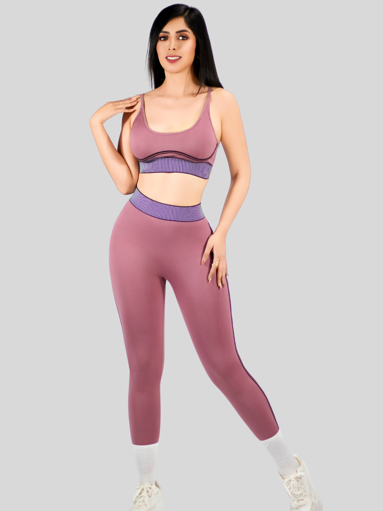 Foto 2 | Conjunto Deportivo 2 Piezas Top Y Leggings Conj-080 Rosa Mujer Gym Yoga O Casual