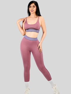 Foto 2 | Conjunto Deportivo 2 Piezas Top Y Leggings Conj-080 Rosa Mujer Gym Yoga O Casual