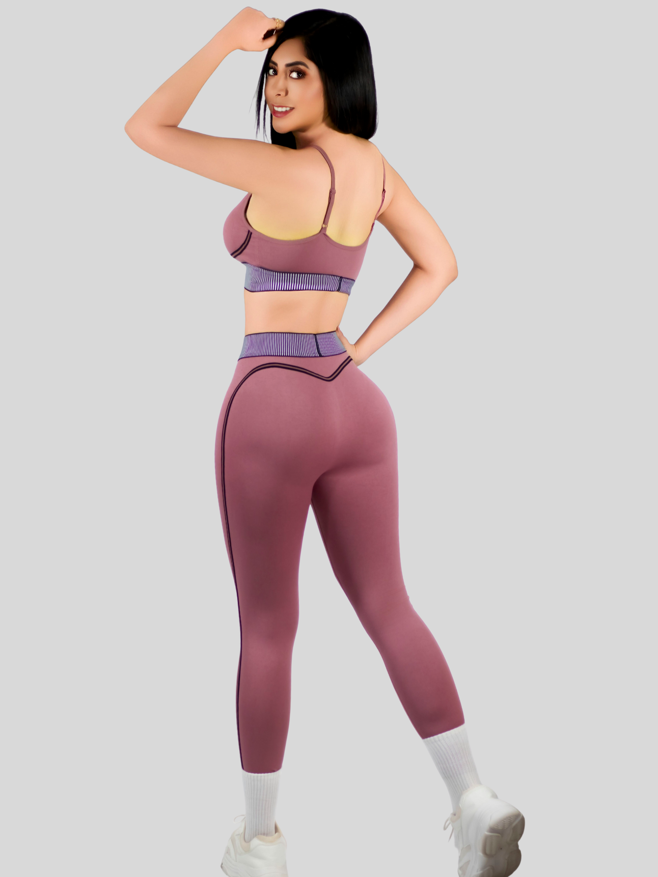 Foto 3 | Conjunto Deportivo 2 Piezas Top Y Leggings Conj-080 Rosa Mujer Gym Yoga O Casual
