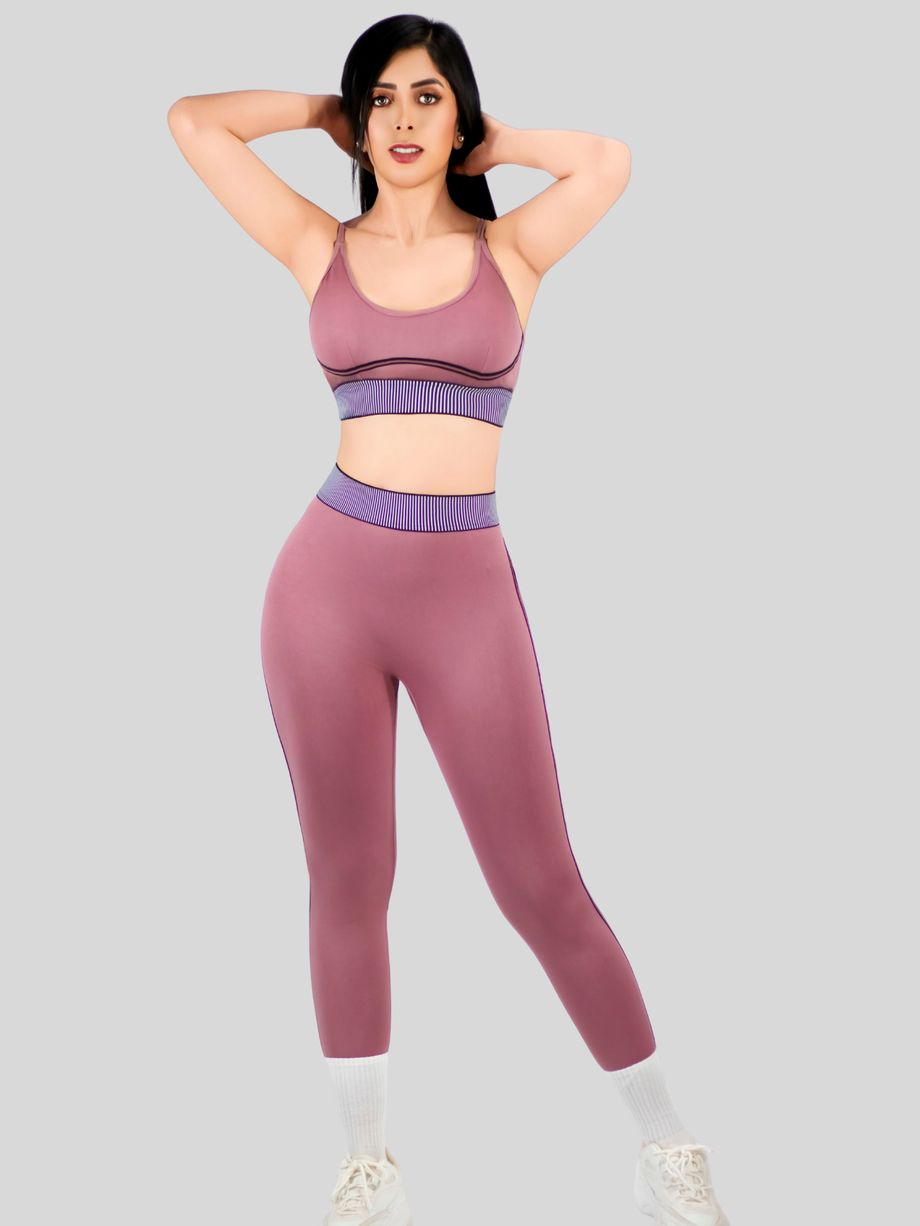 Foto 4 | Conjunto Deportivo 2 Piezas Top Y Leggings Conj-080 Rosa Mujer Gym Yoga O Casual