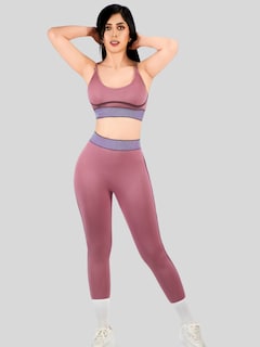 Foto 4 | Conjunto Deportivo 2 Piezas Top Y Leggings Conj-080 Rosa Mujer Gym Yoga O Casual