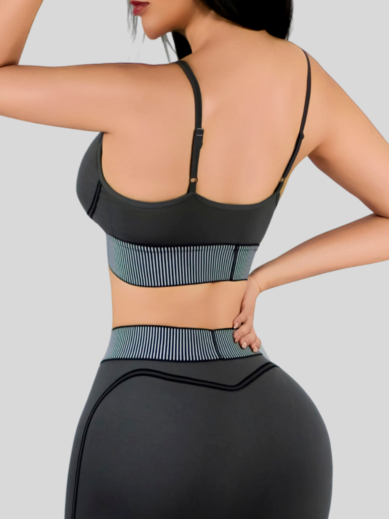 Foto 8 pulgar | Conjunto Deportivo 2 Piezas Top Y Leggings Conj-080 Gris Oscuro Mujer Gym Yoga O Casual
