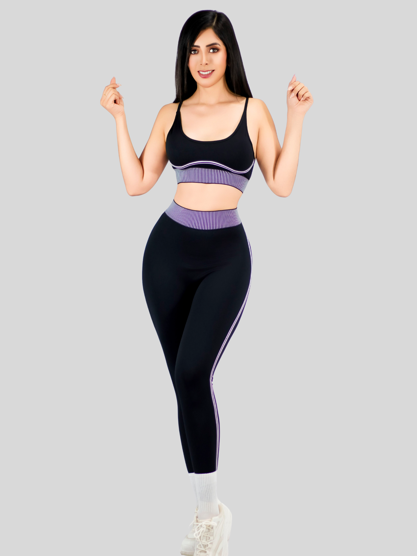 Foto 2 | Conjunto Deportivo 2 Piezas Top Y Leggings Conj-080 Negro Mujer Gym Yoga O Casual