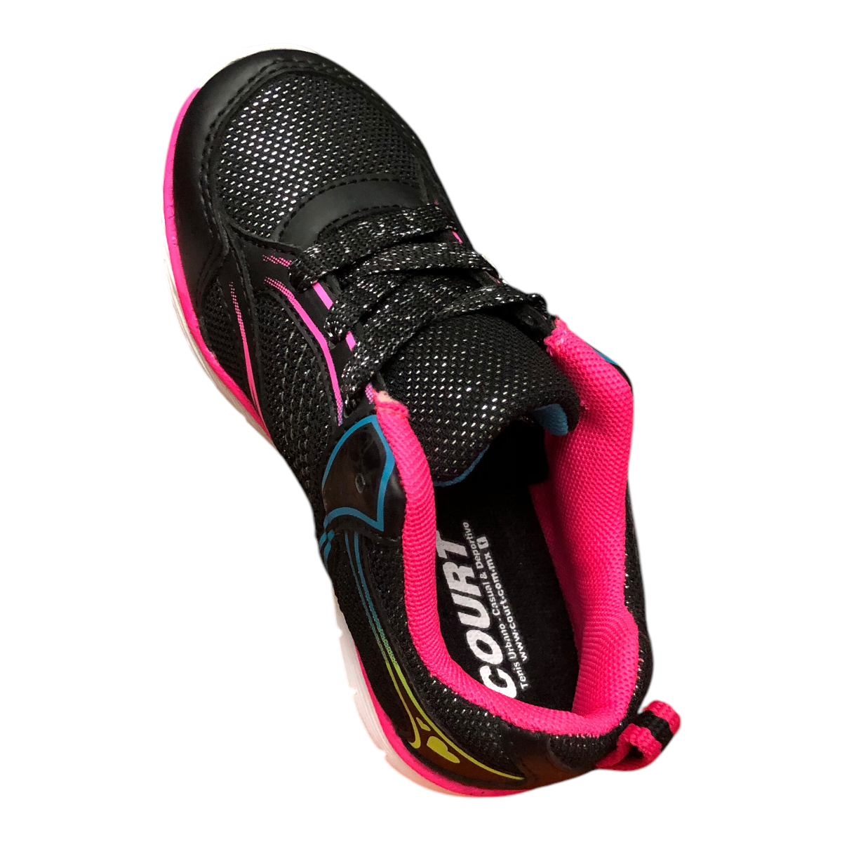 Foto 4 | Tenis Deportivo Negro/fiusha Para Niña Court