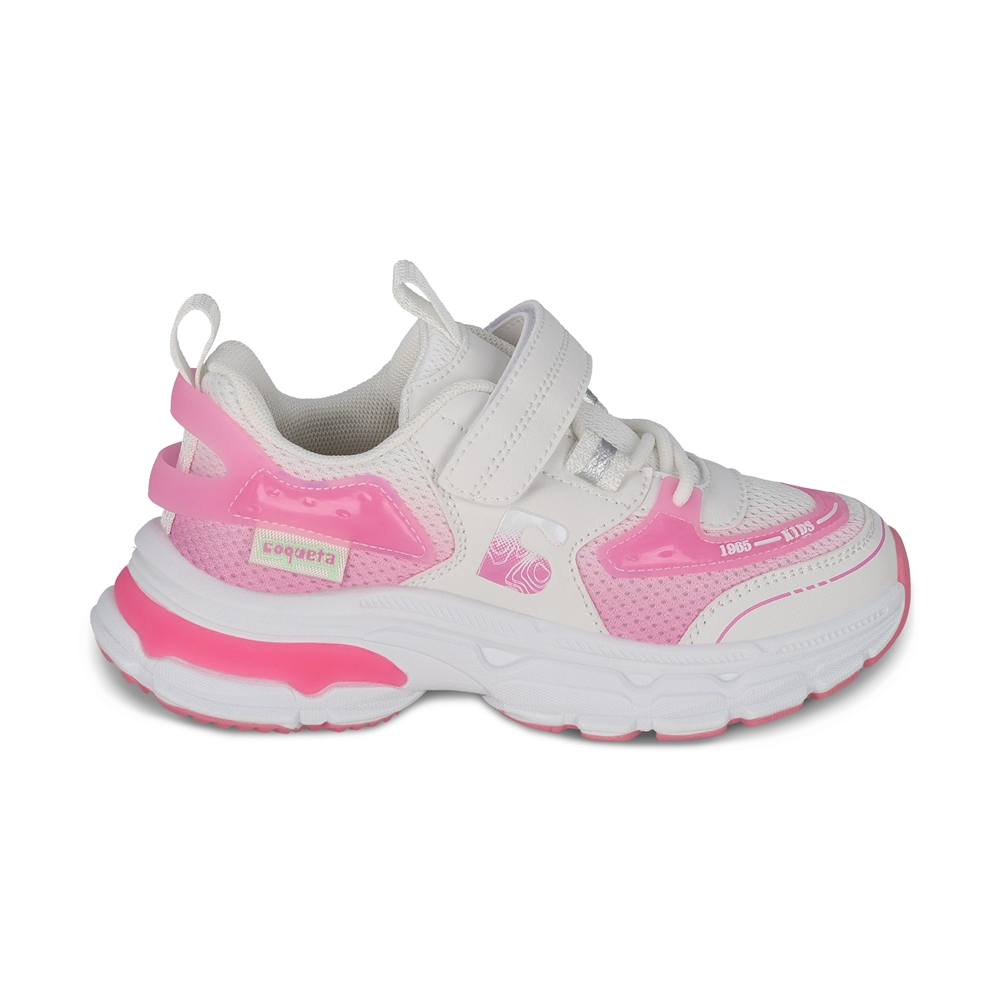Foto 3 pulgar | Tenis Deportivos Color Rosa Para Niña Coqueta 203400-i Con Agujeta Elastica Y Velcro