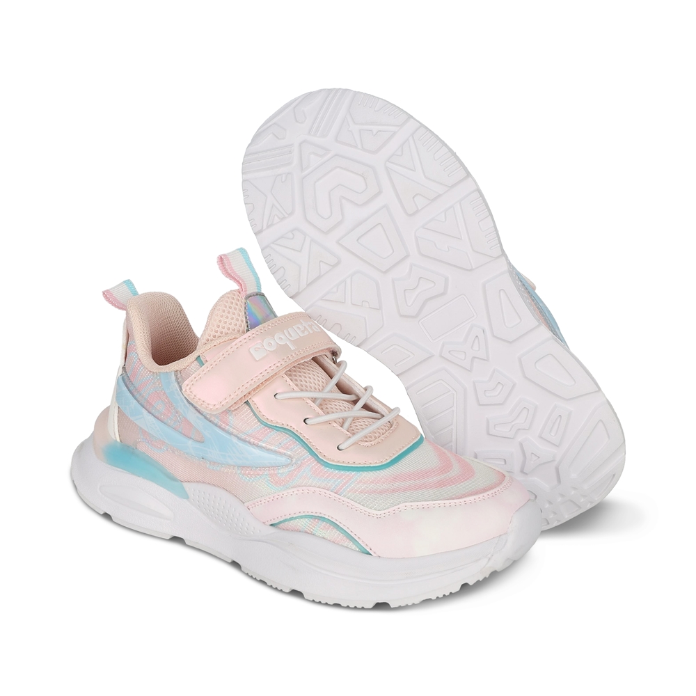 Foto 6 | Tenis Deportivos Para Niña Coqueta 203501-o Multicolor Con Agujeta Elastica Y Velcro