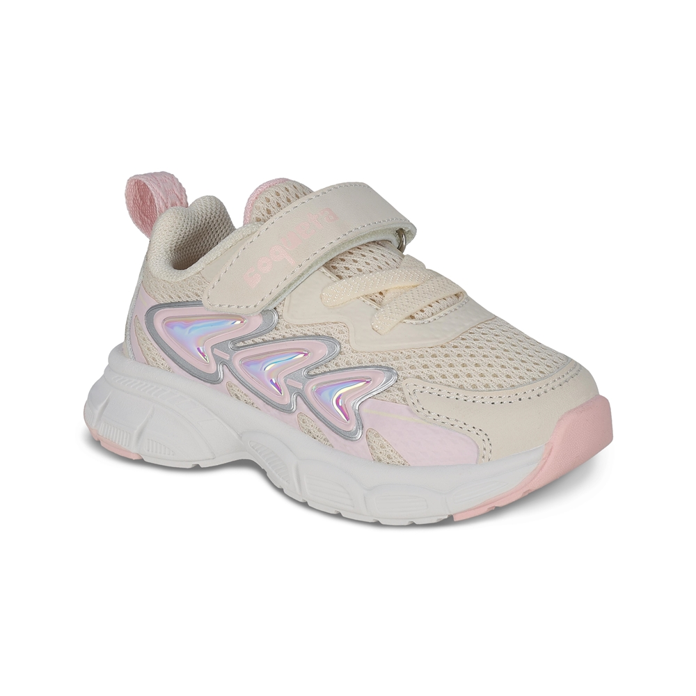 Foto 2 pulgar | Tenis Deportivos Coqueta Beige con Ajuste Velcro y Agujeta Elástica para Niña